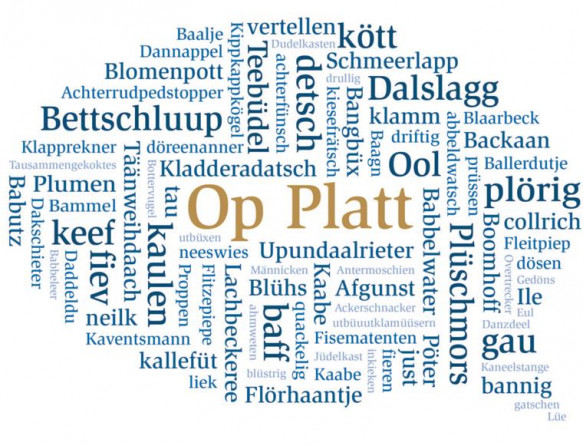 Plattdeutsch-Wortwolke, Grafik: Gausmann /​/​ https:/​/​www.nord24.de/​bremerhaven/​diese-woerter-sind-auf-platt-viel-schoener-als-auf-23394.html