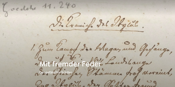 Mit fremder Feder – Titelbild zur Ausstellung im GSA 2023